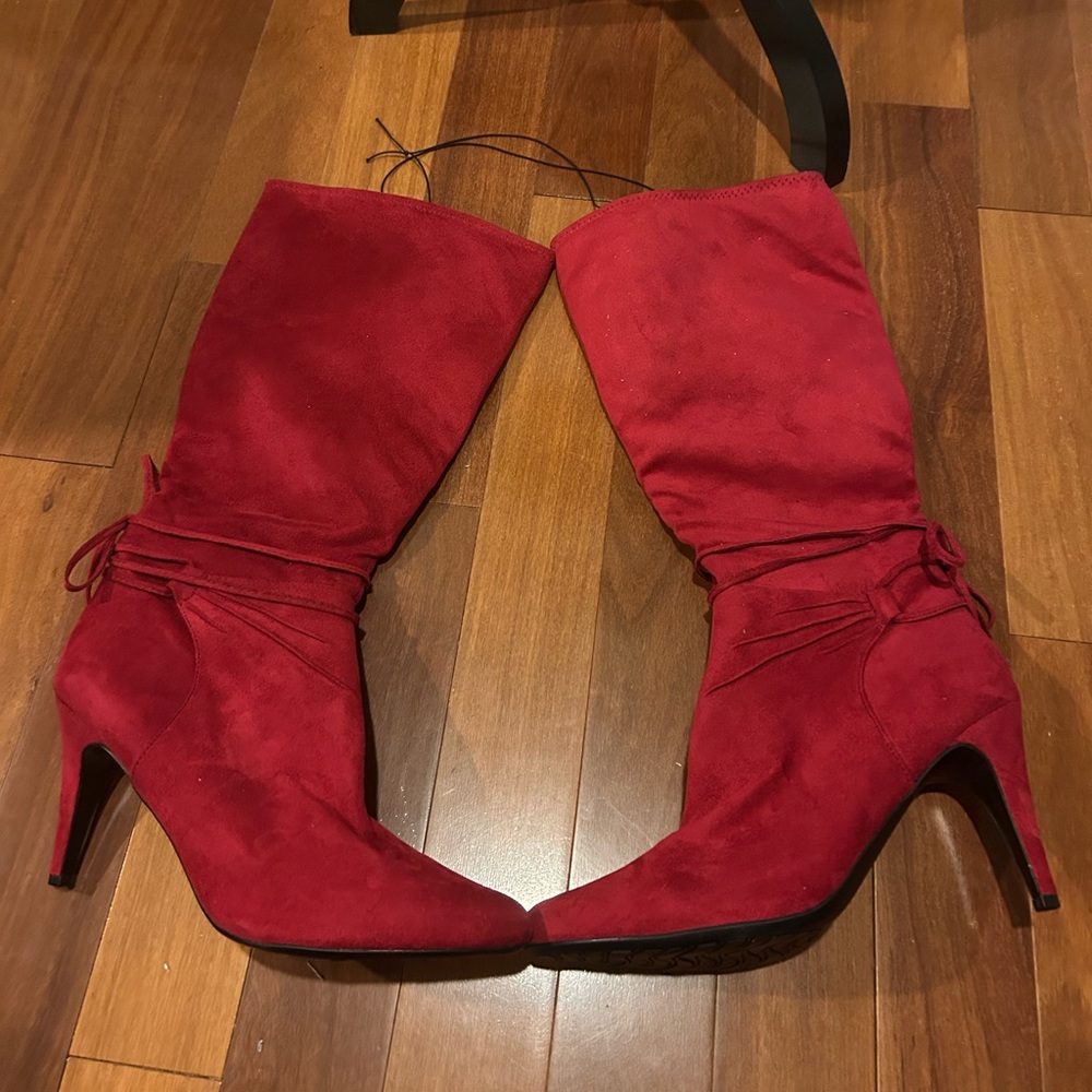 Women's "Trella" red suede tall boot. Size 11 M. NWOT